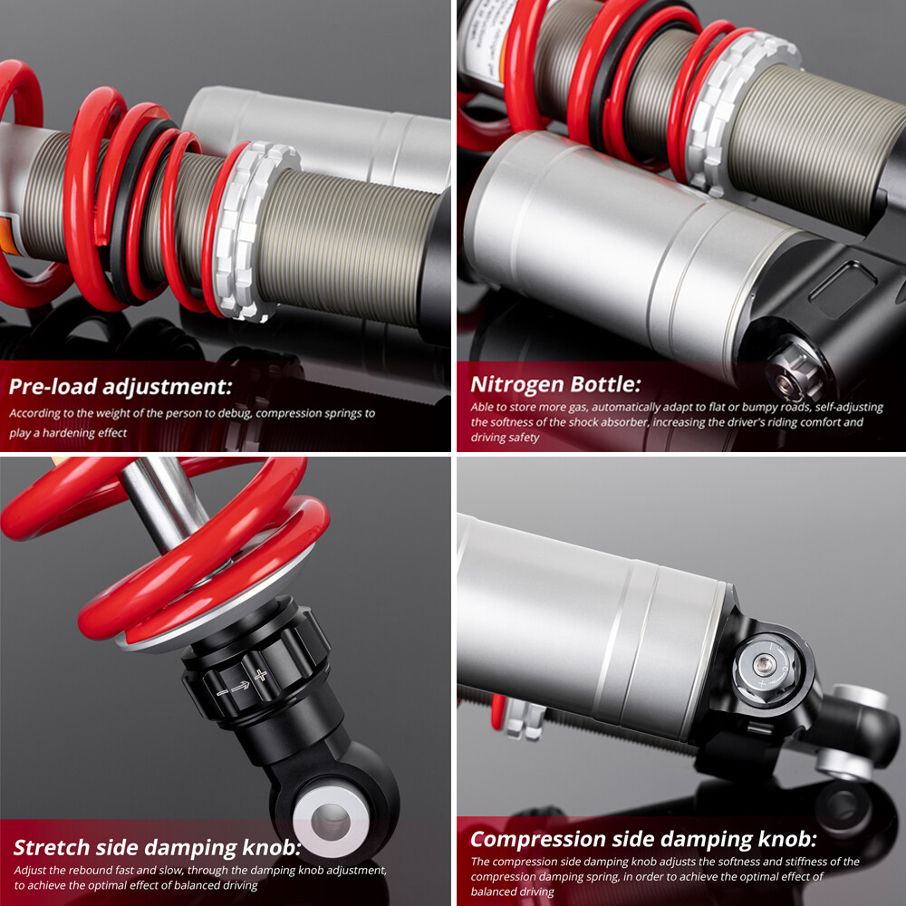 STAGE 5 ADJUSTABLE REAR AIR SHOCKS ABSORBERS FOR POLARIS RZR 800 S EFI 2009-2014