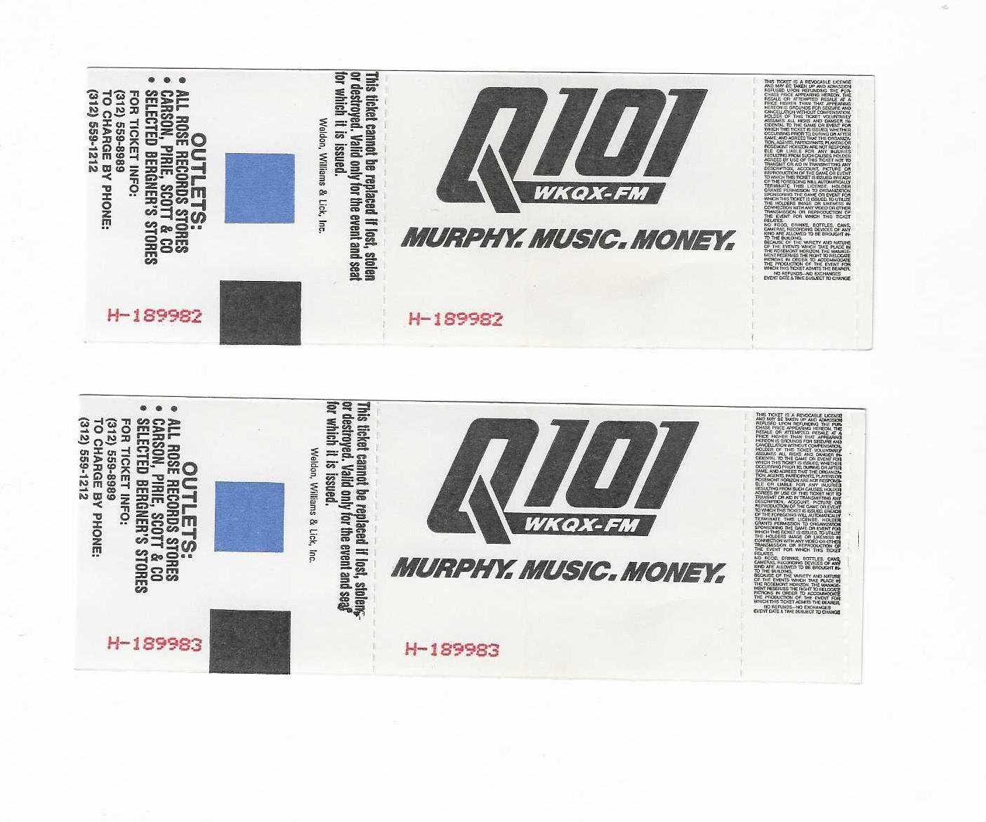 Poison Unused Concert Tickets from December 7, 1990