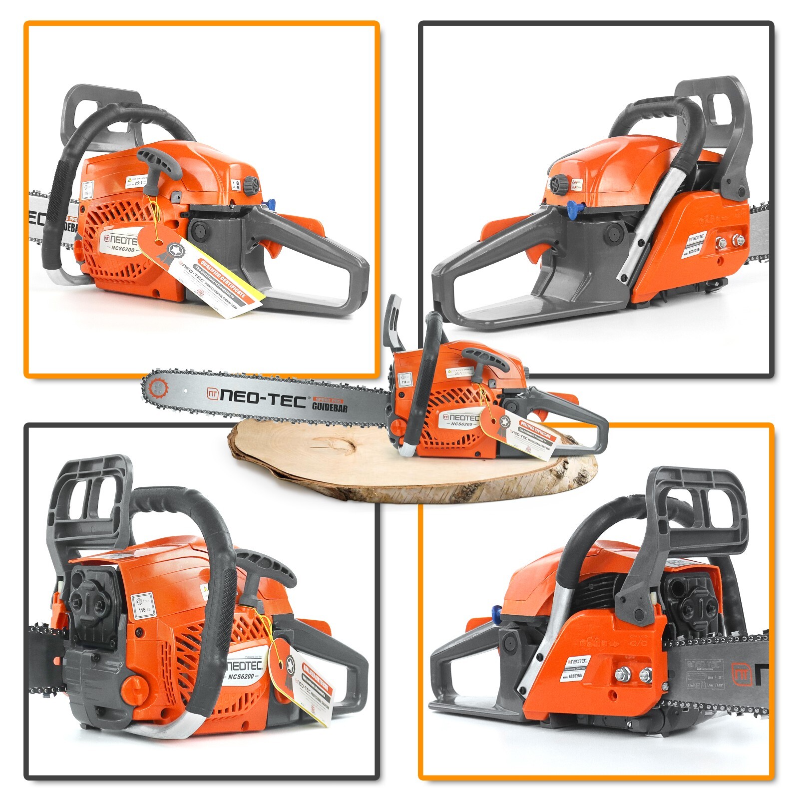 62cc Gas Powered Chainsaw with 20'' Guide Bar Saw Chain 2-Stroke Engine Cut Wood