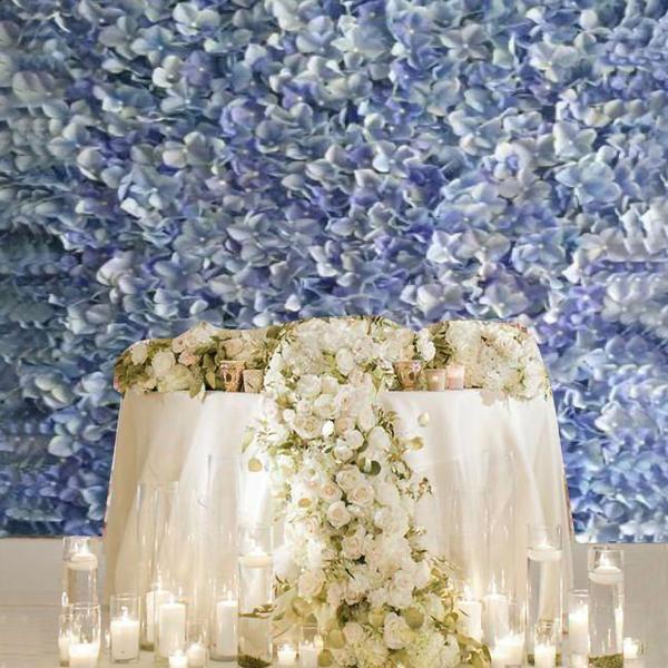 4 Serenity Blue Hydrangea Flowers Mat Wall Backdrop Panels Wedding Decorations