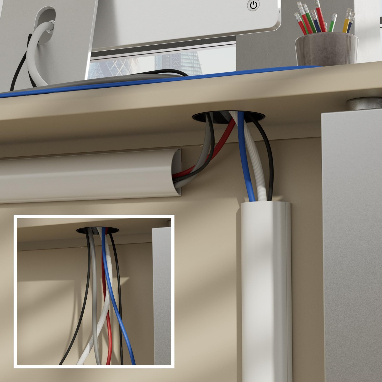 TV Wire Hider, Half Round Cord Cover for Wall Mount TV, Hinged One-Piece Race...