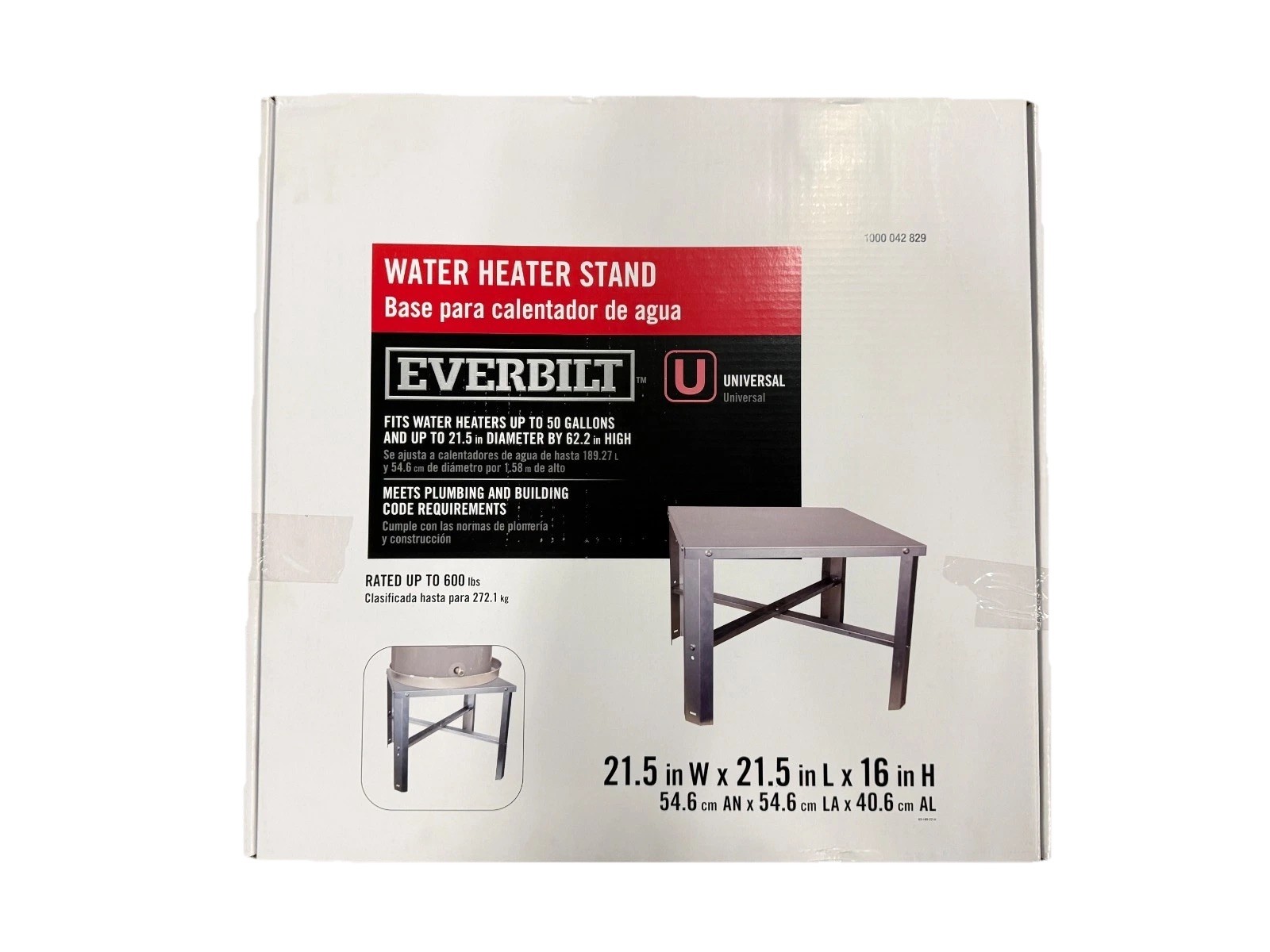 Everbilt Water Heater Stand, 21.5"Wx21.5"Lx16"H, Holds up to 50 Gal