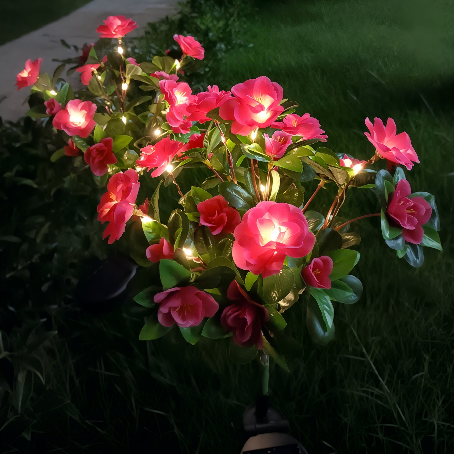 2Pack Solar Flower Light Outdoor Artificial Azalea Lights Waterproof Garden Yard