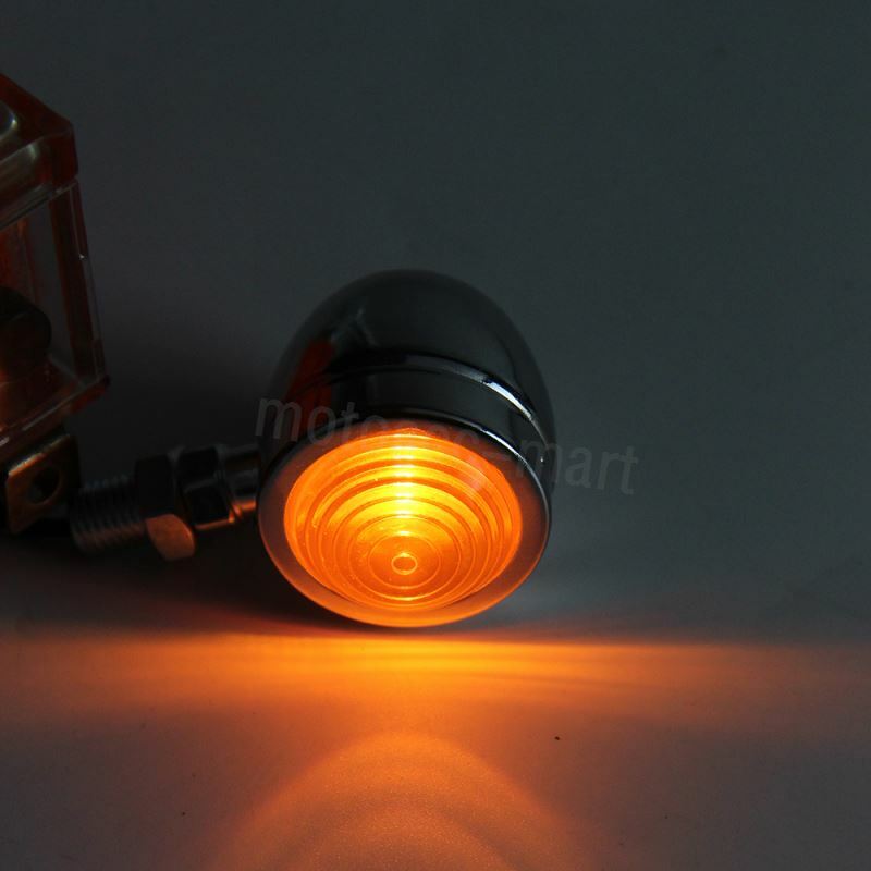 2X 12V Chrome Motorcycle Turn Signals Mini Bullet Blinker Amber Indicator Lights