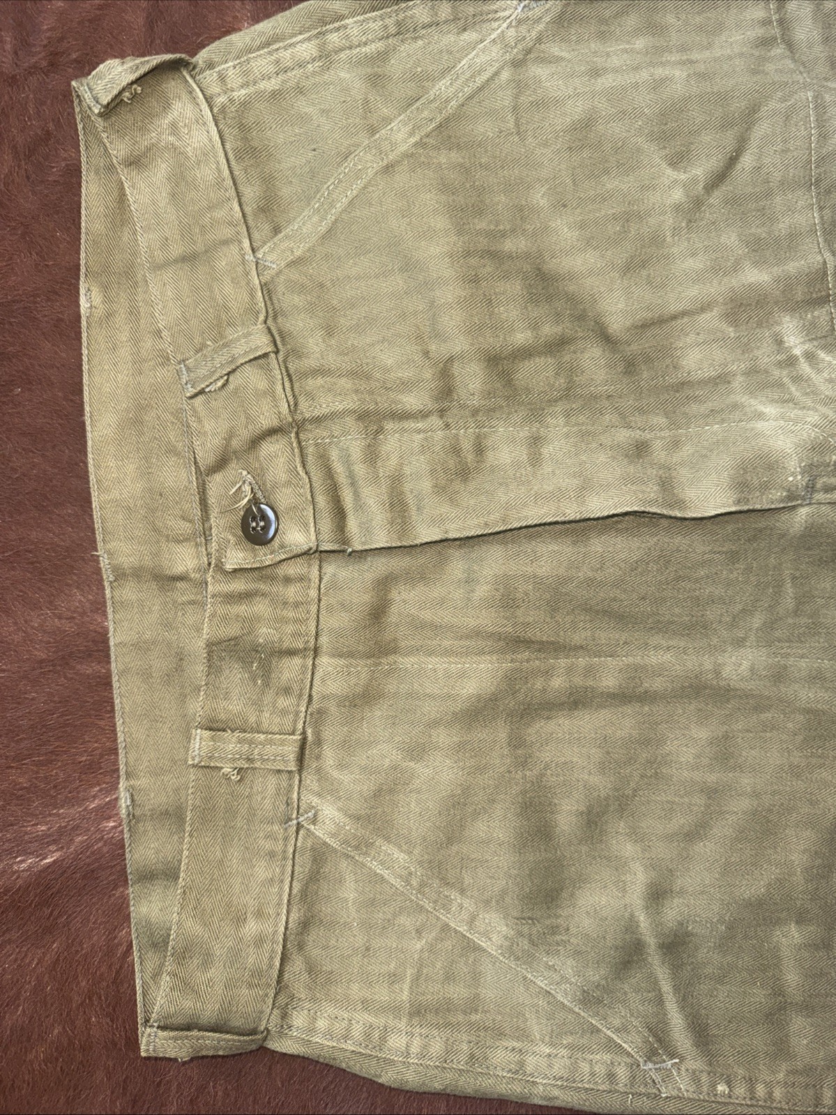 Vintage Military HBT Pants Trousers Sz 31x32 Faded Gusset Maker Unknown