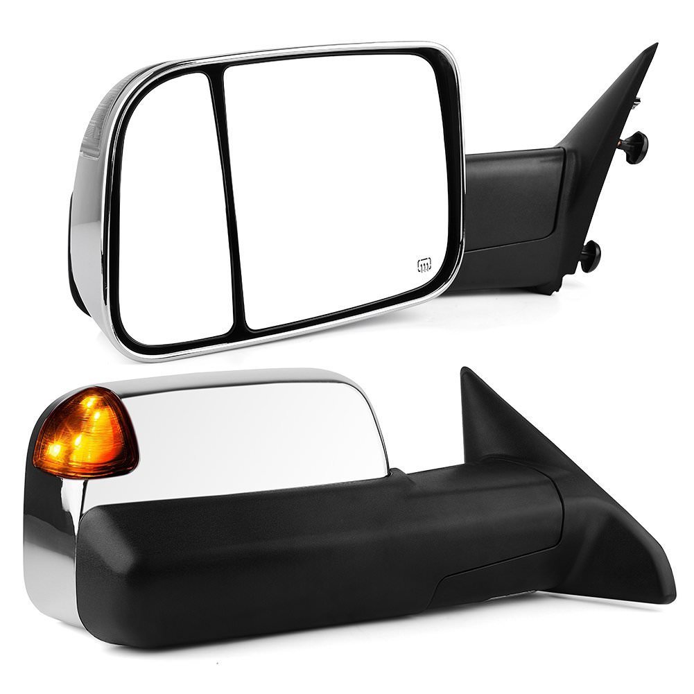 Tow Mirrors For 09-23 Ram 1500 10-18 2500 3500 Power Heated w/Temperature Sensor