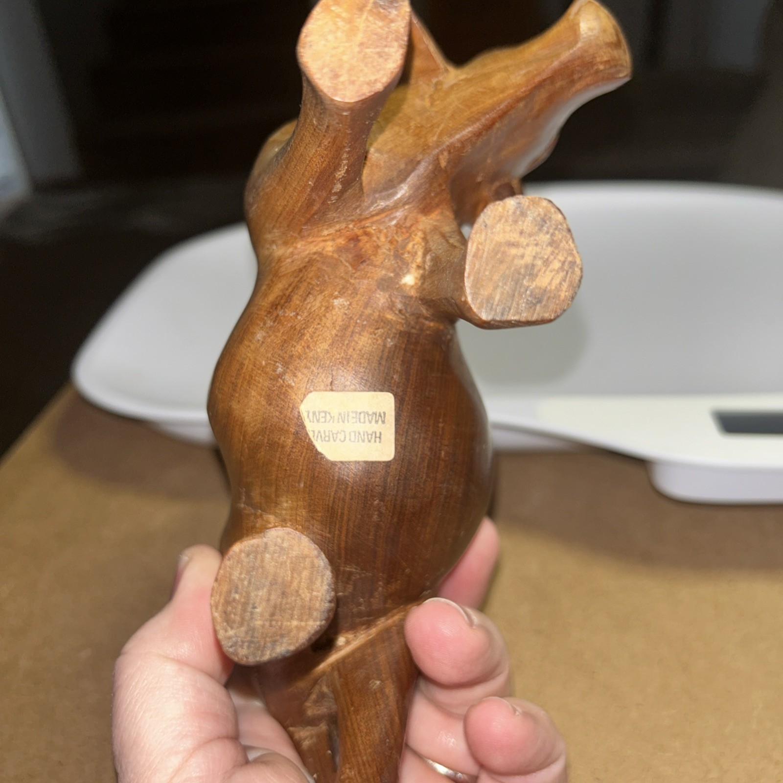 Hand Carved Solid Wood African Water Buffalo Sculpture Wooden Decor Figurine