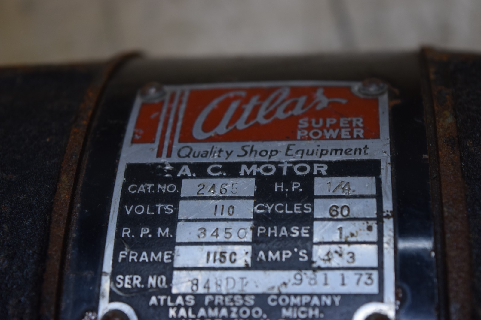 Atlas Super Power Tool Post Grinder 1/4 hp