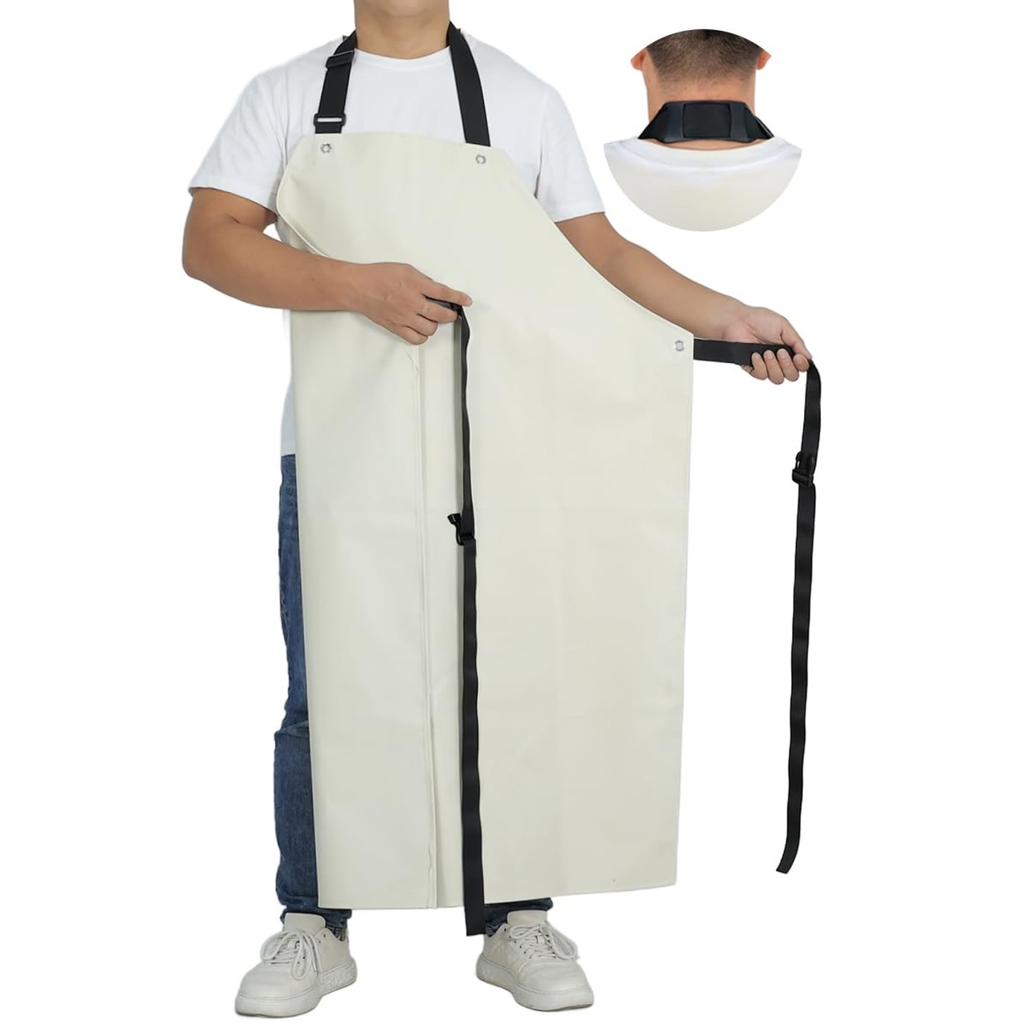 Thick Rubber Apron, Waterproof Apron Butcher Heavy Duty Chemical Resistant Ad...