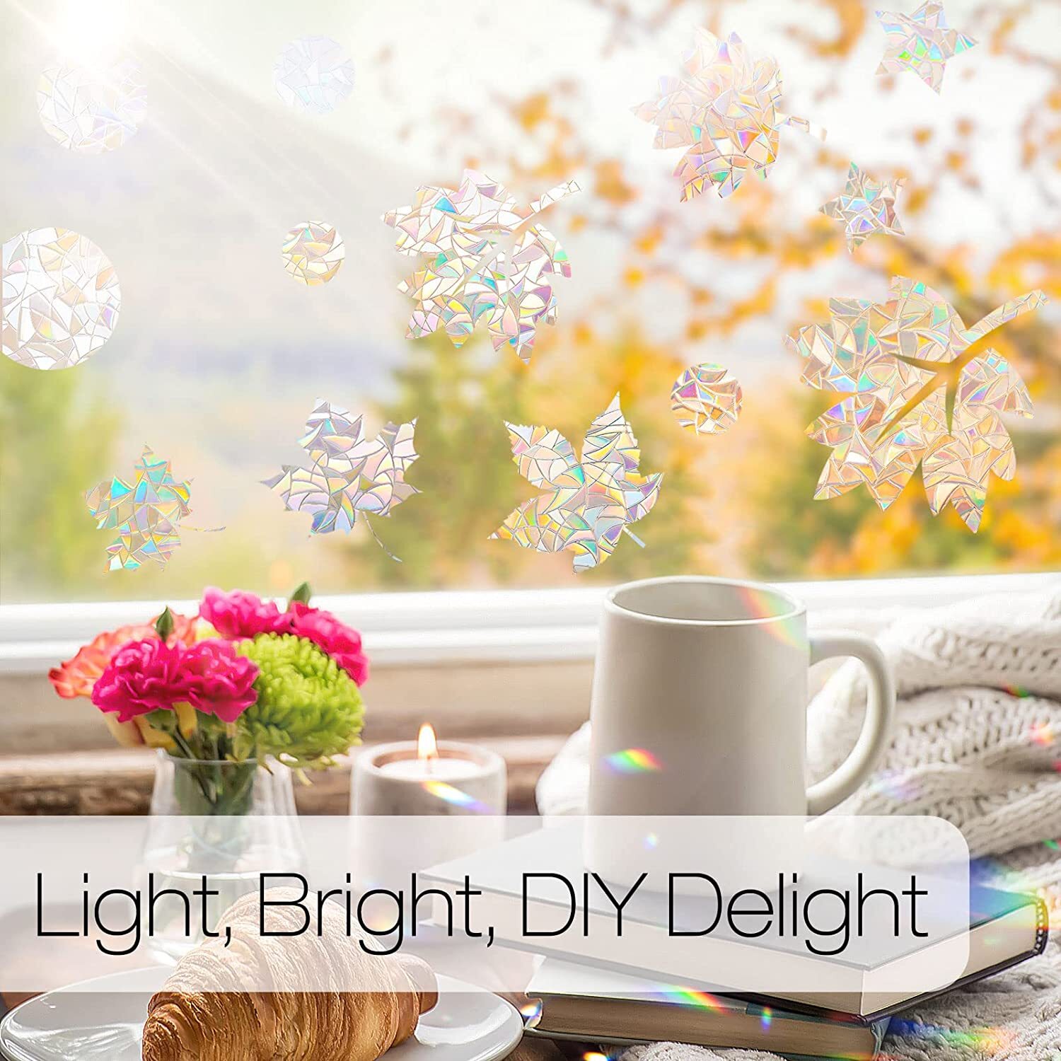 rabbitgoo 3D Privacy Window Film UV Blocking Decorative Static Cling Glass Film