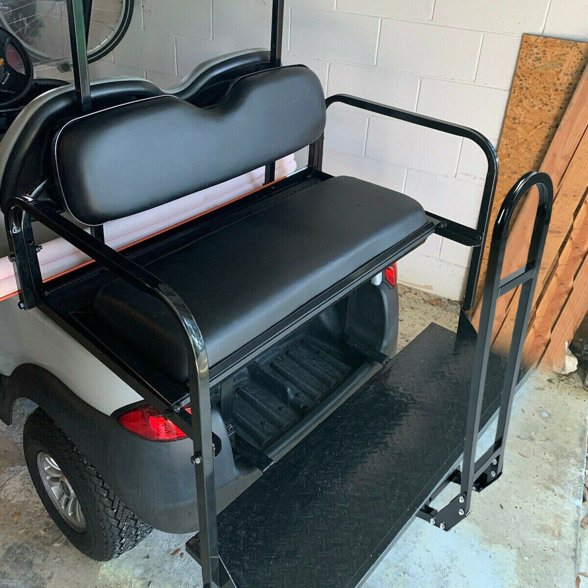 For Club Car Precedent Golf Cart Flip Folding Rear Back Seat Kit - Black Seats