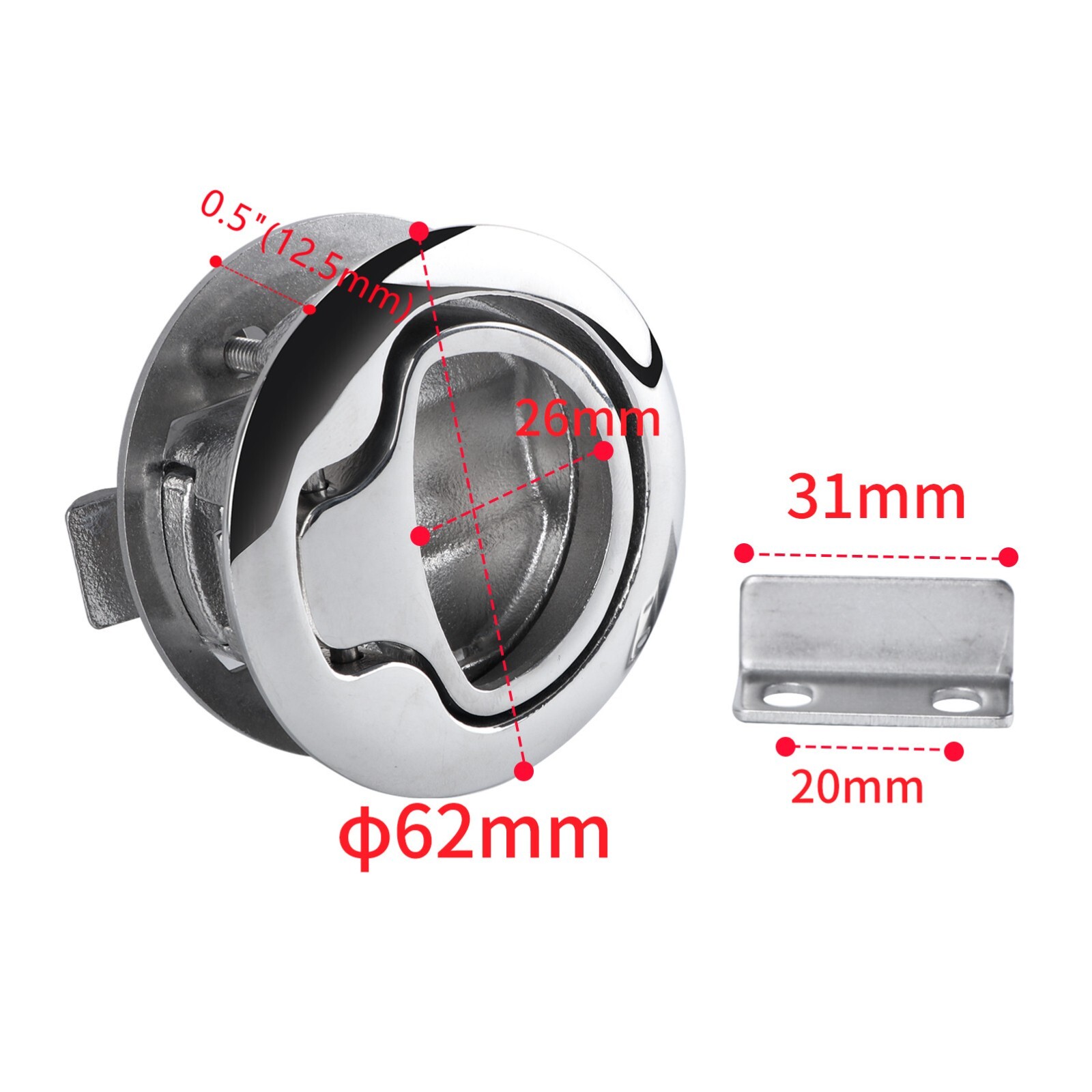 2X Flush Boat Hatch 316Stainless Steel Pull Latch Lift Ring Handle Marine Locker