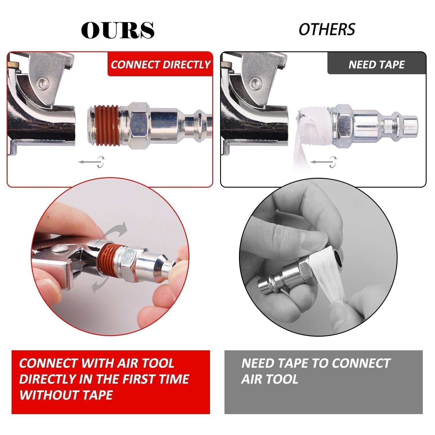 New 20pcs Air Compressor Accessory Kit 25Ft Recoil Hose Gun Nozzles Set 1/4" NPT