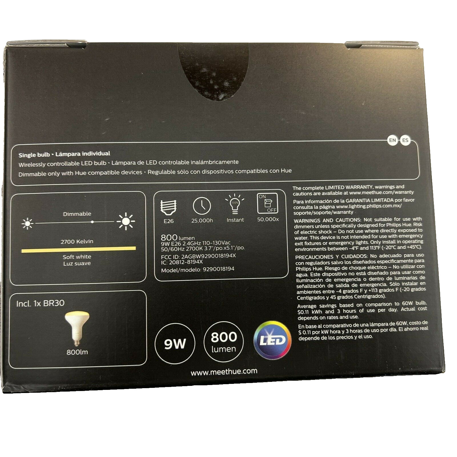 Philips Hue Smart LED Flood Light Bulb BR30 Bluetooth Zigbee Soft White 2 Pack