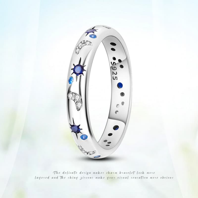 KUNSIR 925 Sterling Silver Celestial Sparkle Ring For Women Men Jewelry Gifts
