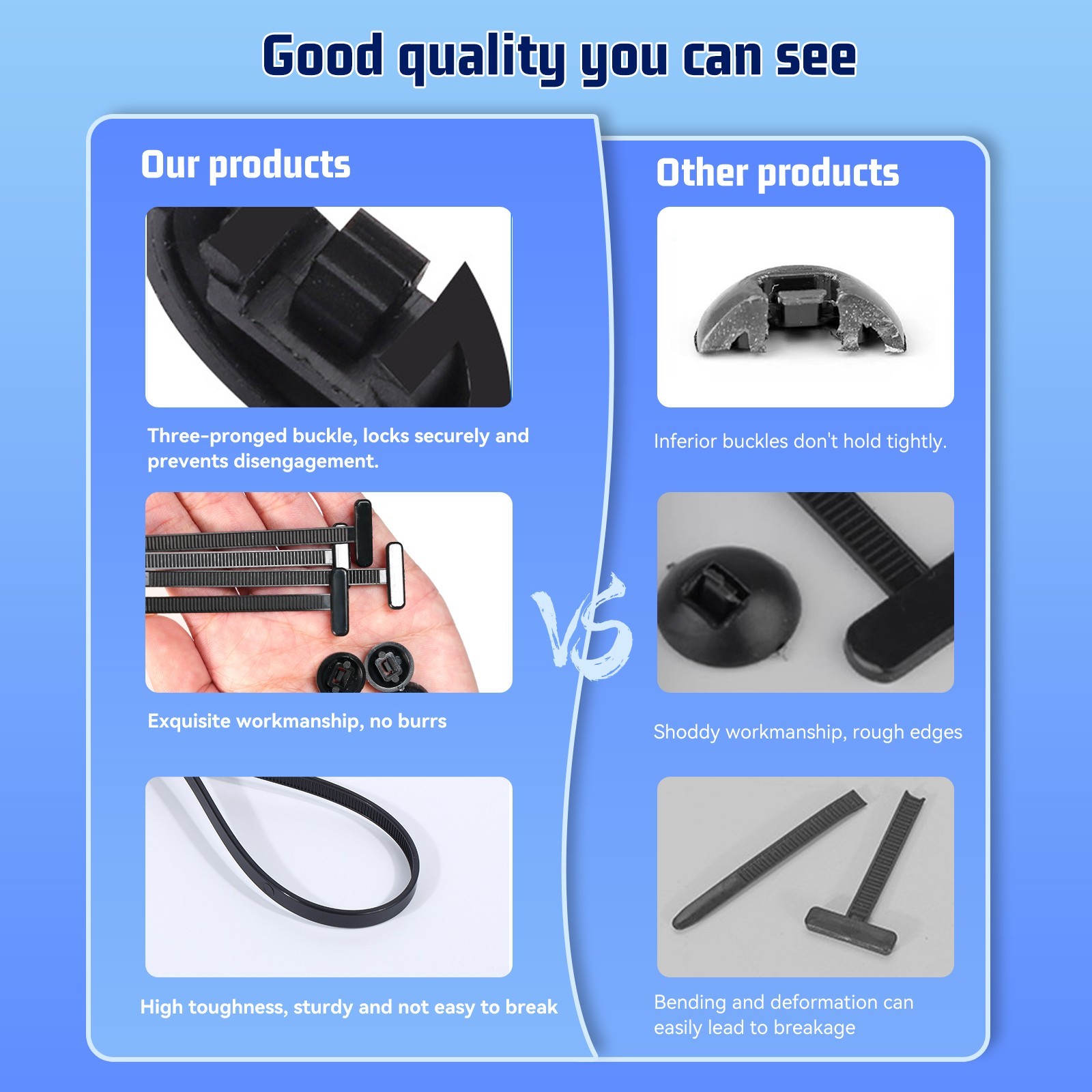 100PCS Nylon Cable Tie Buckle Self Locking Car Body Fastener Clips