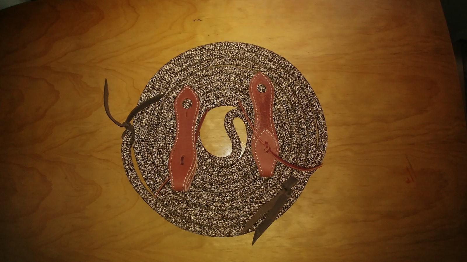 22' MECATE HORSEMAN'S REINS W/BRIDLE LEATHER SLOBBER STRAPS FOR PARELLI TRAINING