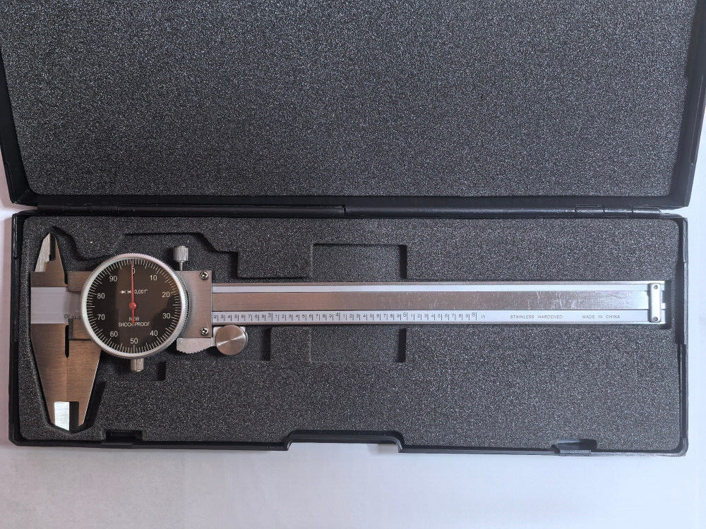 mhc 0-6x0.001" Dial Caliper, Black Face, Shock Proof, Stainless Steel, 102-0505