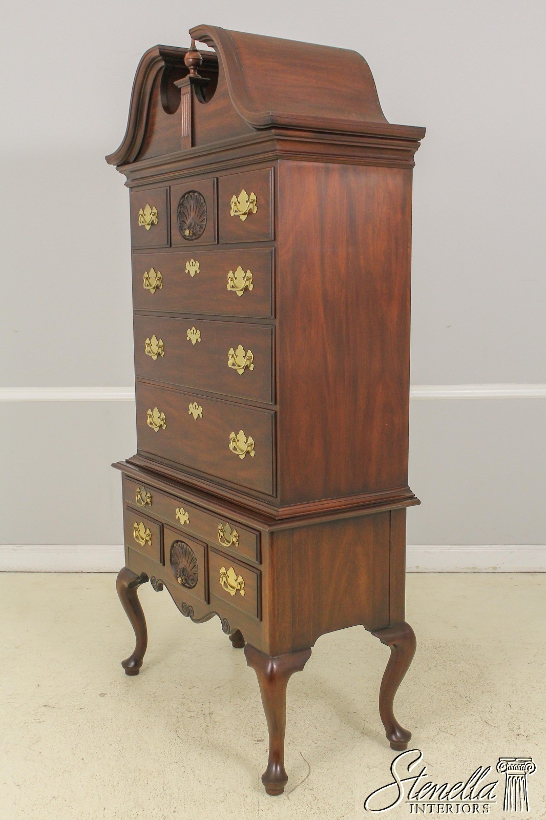 LF58143: HENKEL HARRIS 3 Part Queen Anne Mahogany Highboy