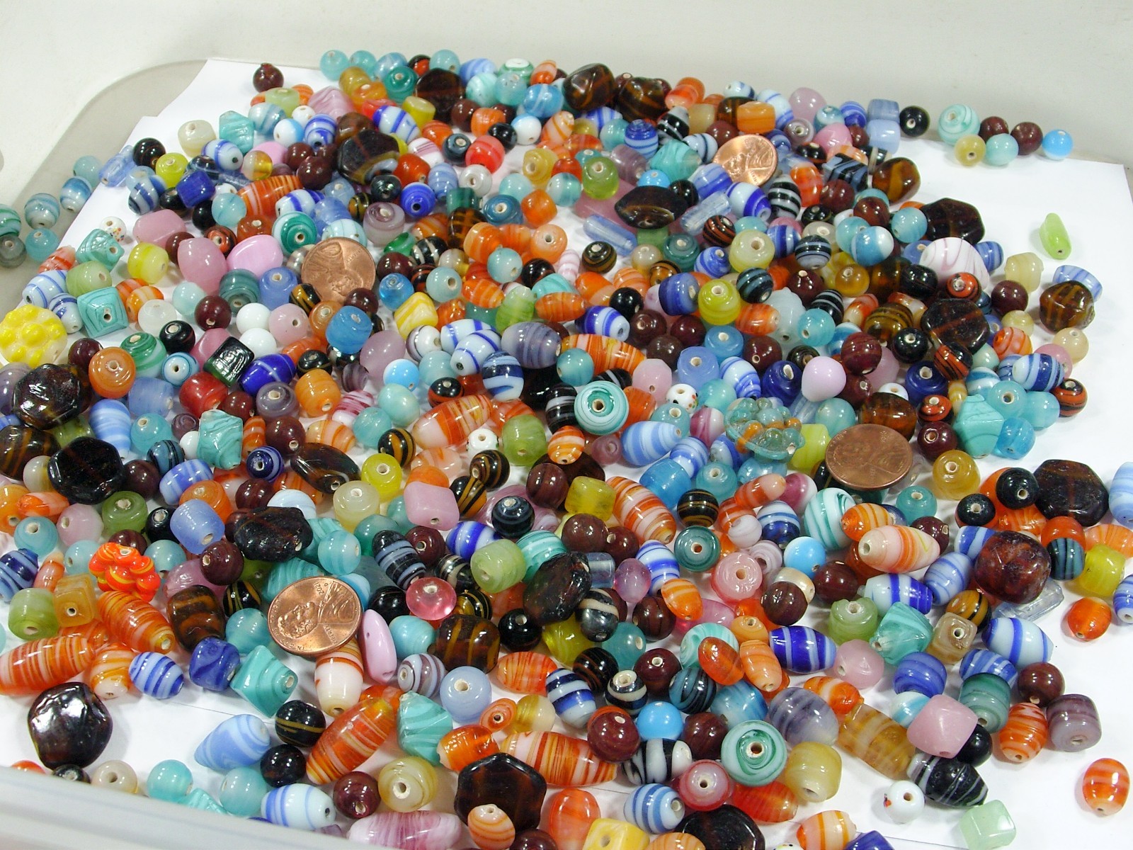 2 Pounds Assorted Shapes and Sizes India Handmade Multicolor Glass Beads (D-8) ⭐