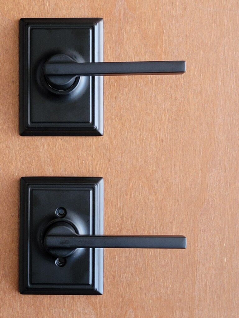 Schlage Matte Black Square Addison Latitude Door Lever Passage Hall/Closet