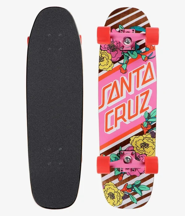 Santa Cruz PINK Flowers old school Skateboard Cruiser 8.4" x 29.4" complete