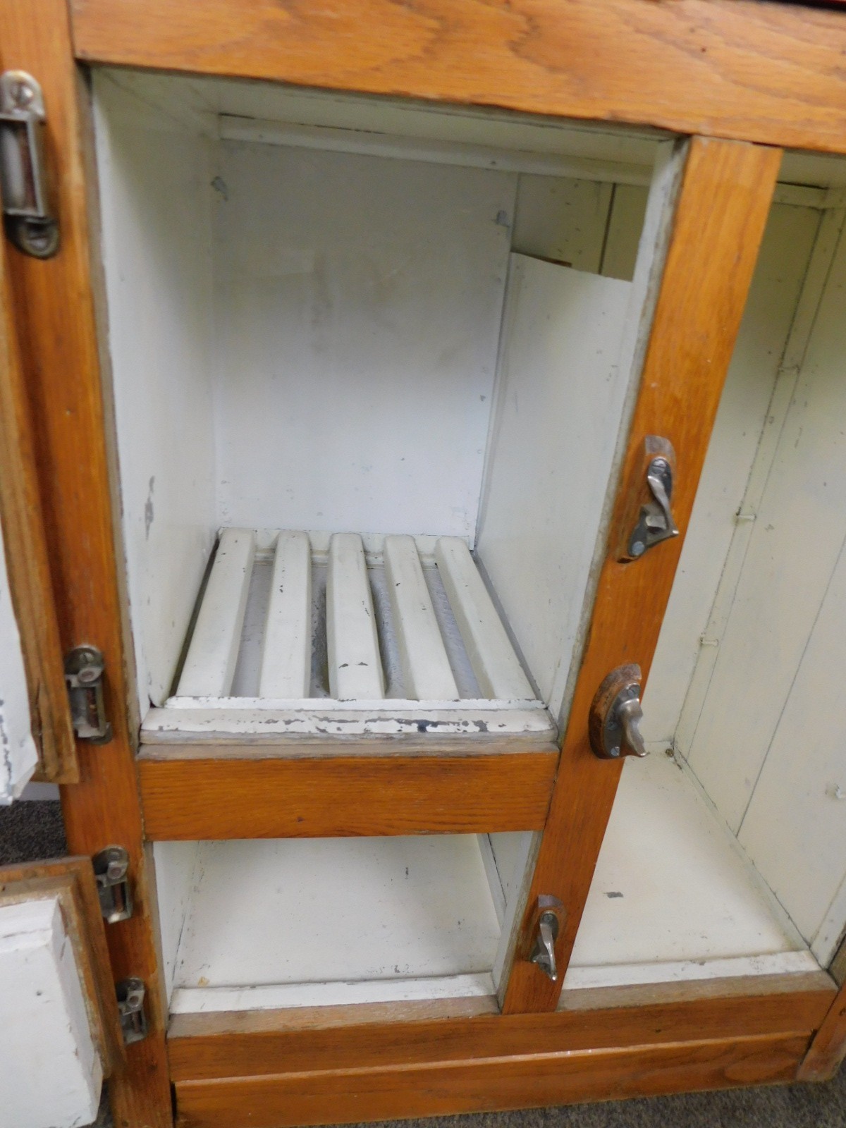 Antique REAL DEAL c1915 ALL Original Oak Ice Box Bar Counter Refrigerator VG HOT