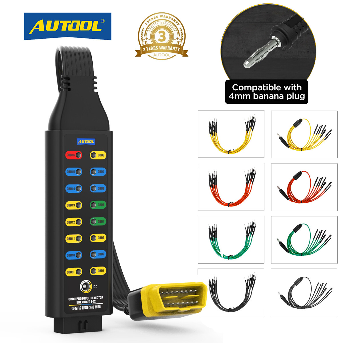 OBD2 Breakout Box OBDII Protocol Detector CAN Test Box Car Break Out Tester