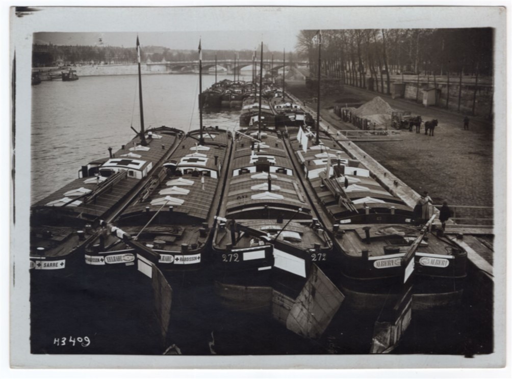 WWI French Red Cross Hospital Barges France 5x7 Original M. Rol Photo