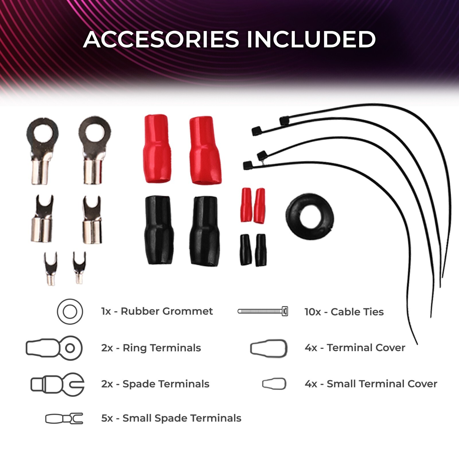 DS18 AKIT4.RD 4-GA Amplifier Installation Kit - Up to 1680 Watts RMS