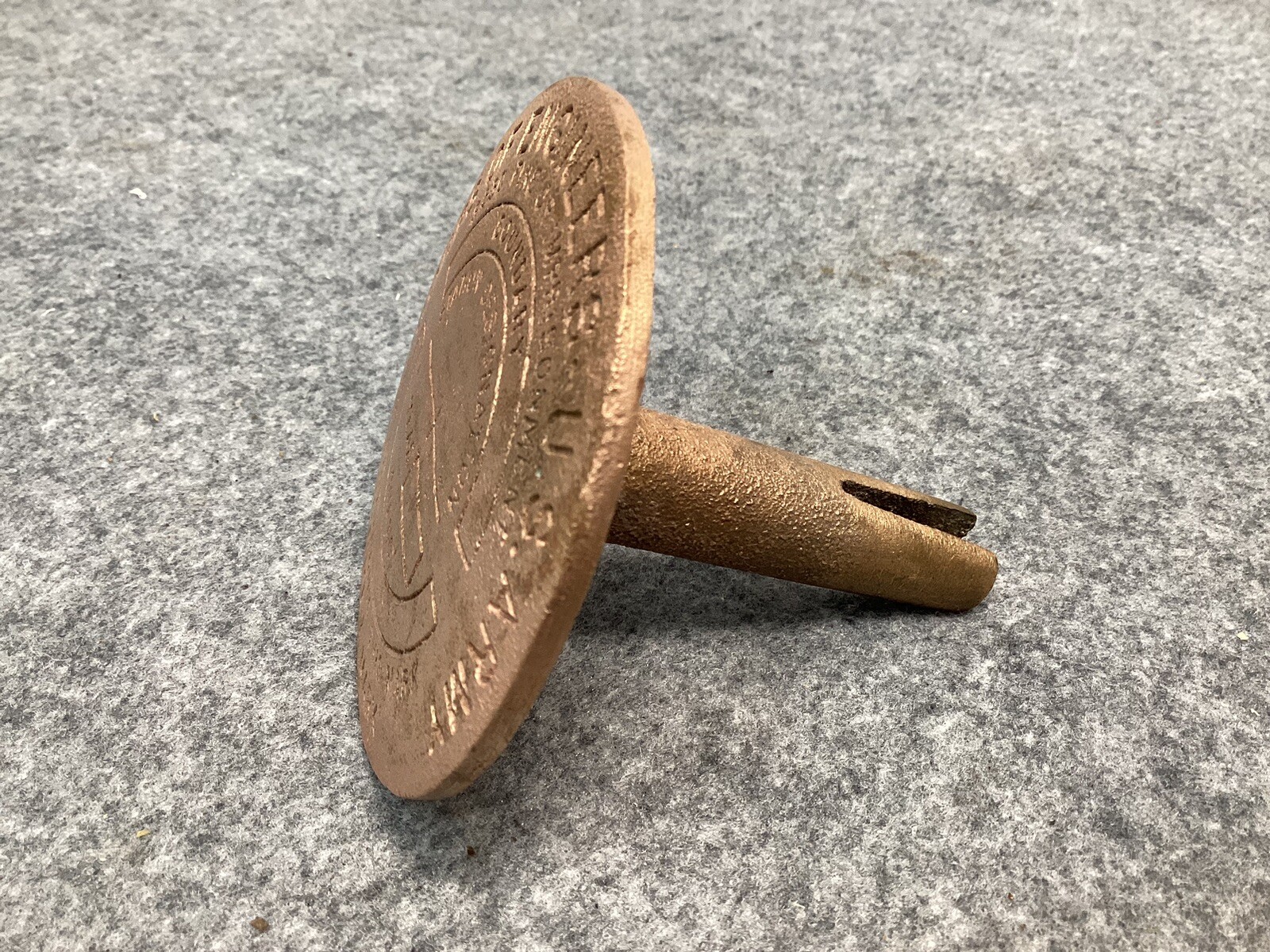 Vintage Brass U.S. Army Corp of Engineers Survey Mark Non Commissioned