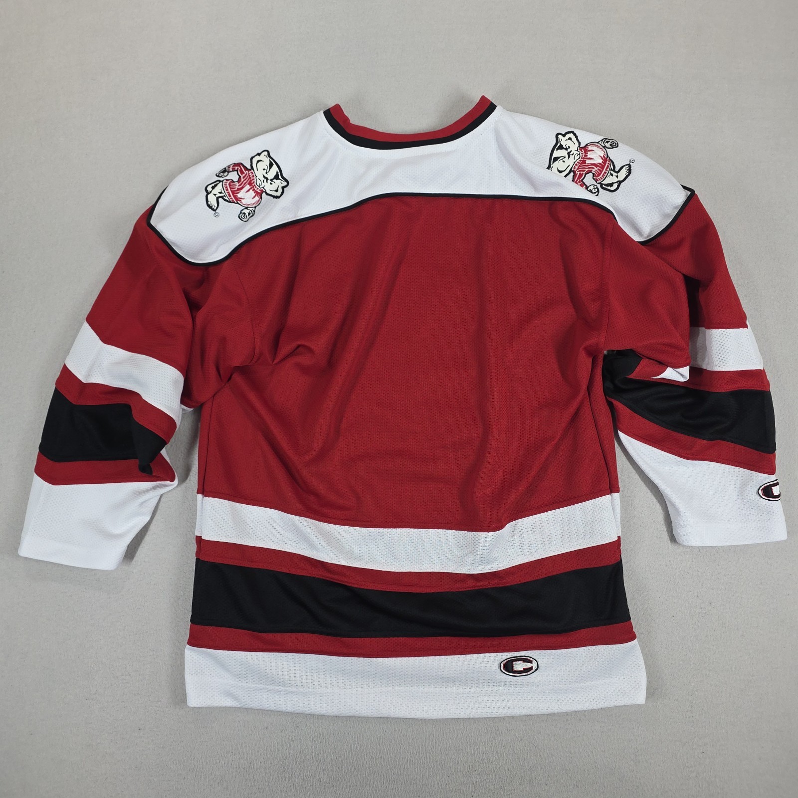 Vintage Wisconsin Badgers Ice Hockey Jersey Mens Medium NCAA 90s Big W Logo WIS