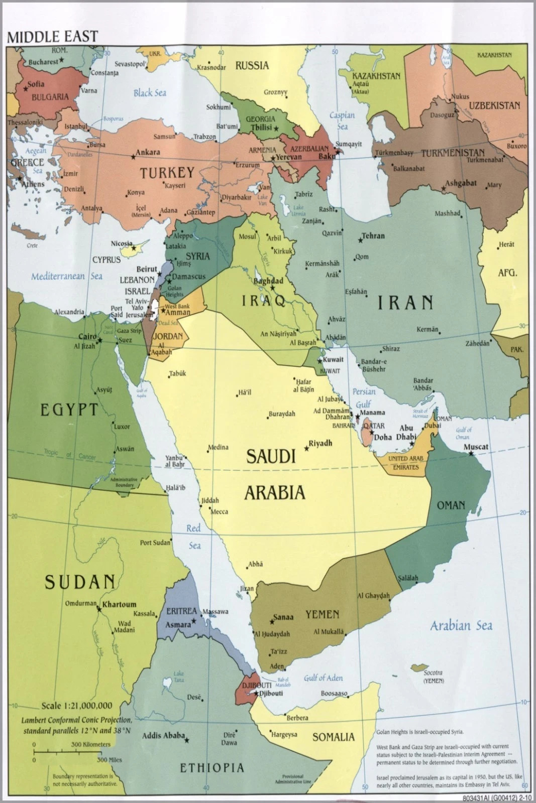SALE! Cia Map Of Middle East Iraq Iran Israel 2010 Poster