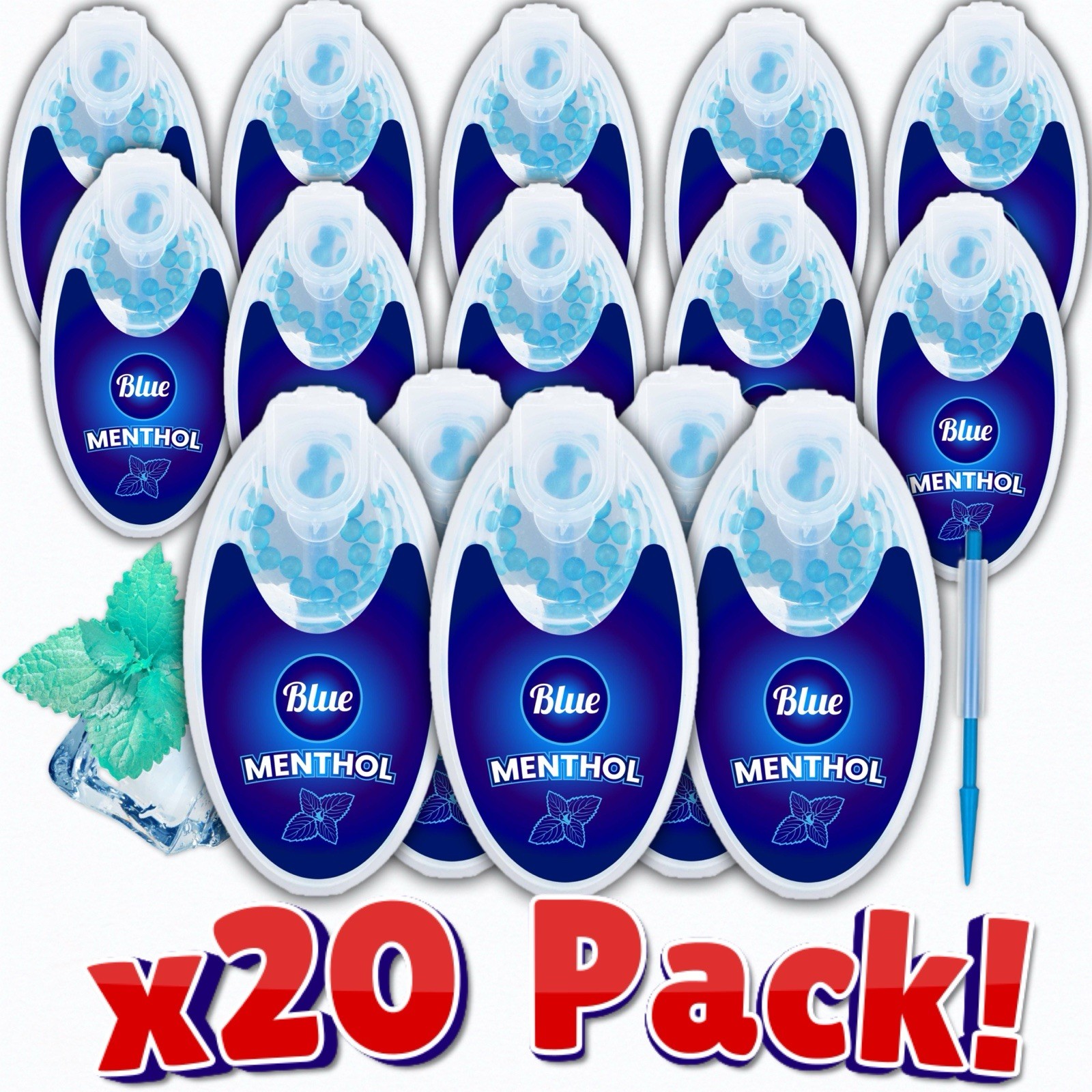 Original Classic Crush Balls Blue Menthol Aroma Burst Beads (20X Bundle) 2000