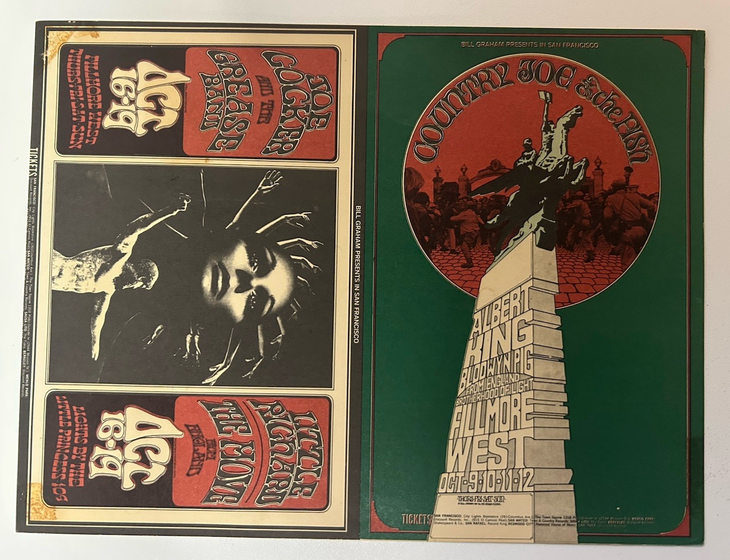 1969-FILLMORE BG-195/196 DOUBLE POSTCARD-MAILED-RANDY TUTEN/DAVID SINGER