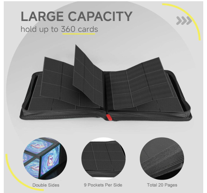 Vault X 9 Pocket Trading Card Zip Binder, 360 Cards, Premium Exo-Tec Album Mater