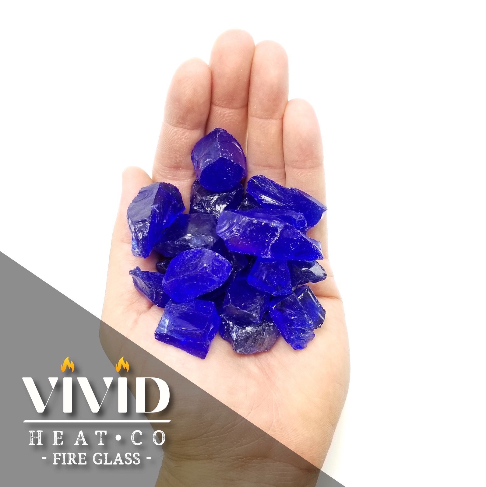 VIVID COBALT BLUE 1/2" - 3/4" Large Fireplace Fire Pit Fireglass Glass Crystals