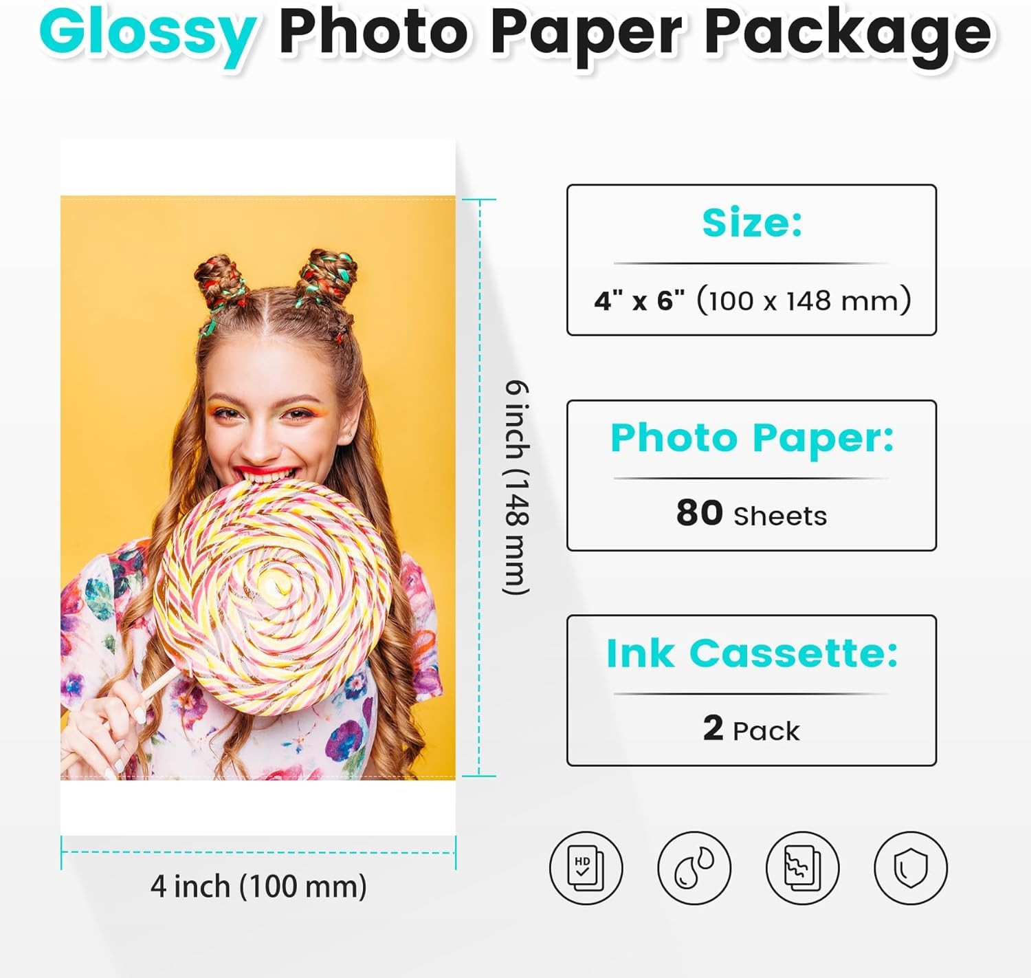 For Liene Amber M100/M200/M110M210 4x6" Photo Printer 80 Sheets 4x6-inch Inches