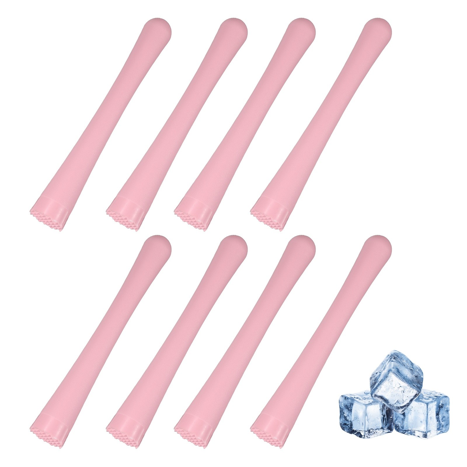 8 Pcs Cocktail Muddler, 10 Inch PP Drink Muddler, Pink (Thick)
