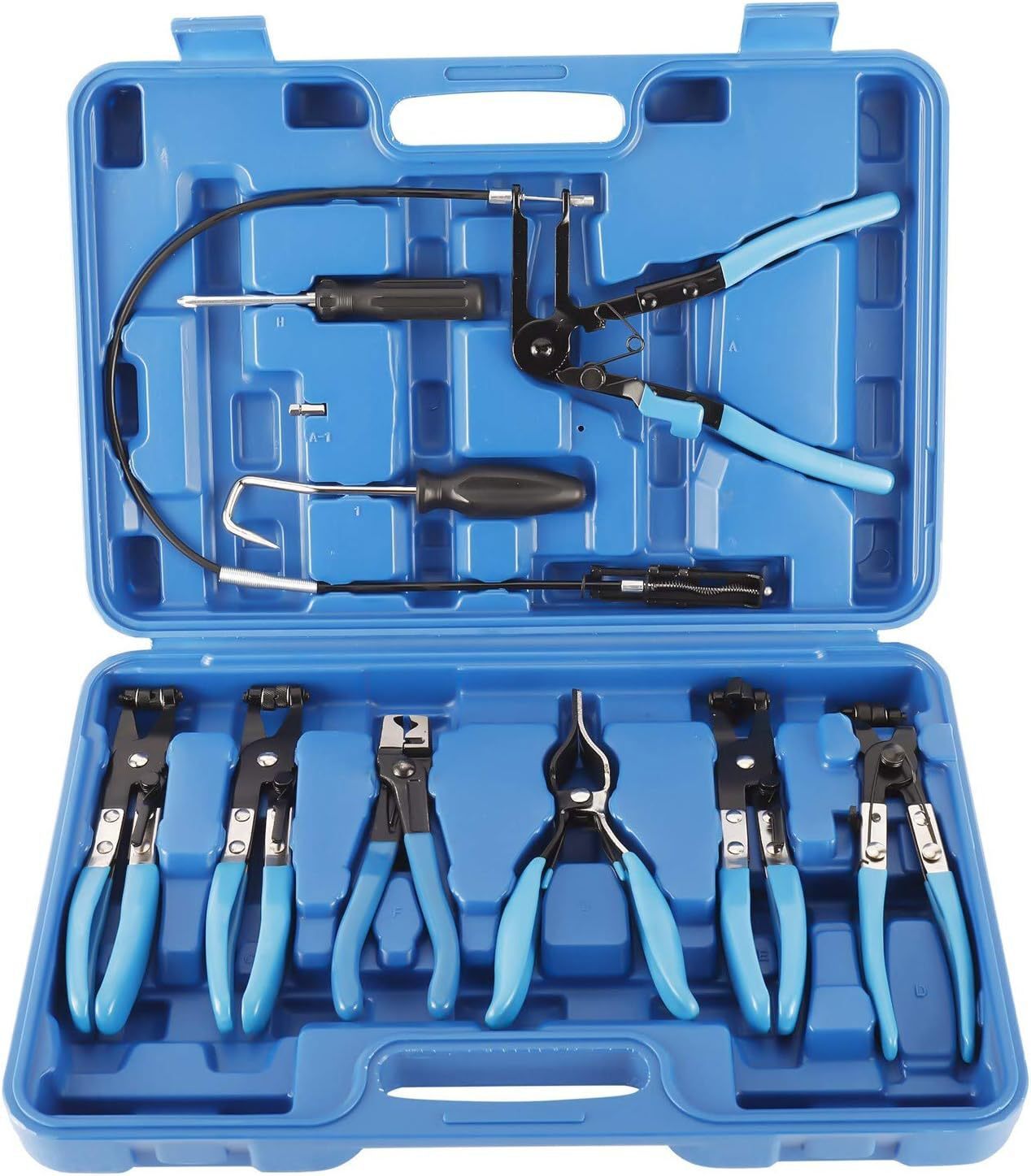 9PC Wire Hose Clamp Clip Pliers Set Swivel Jaw Fuel Oil Water Hose Auto Tool Kit