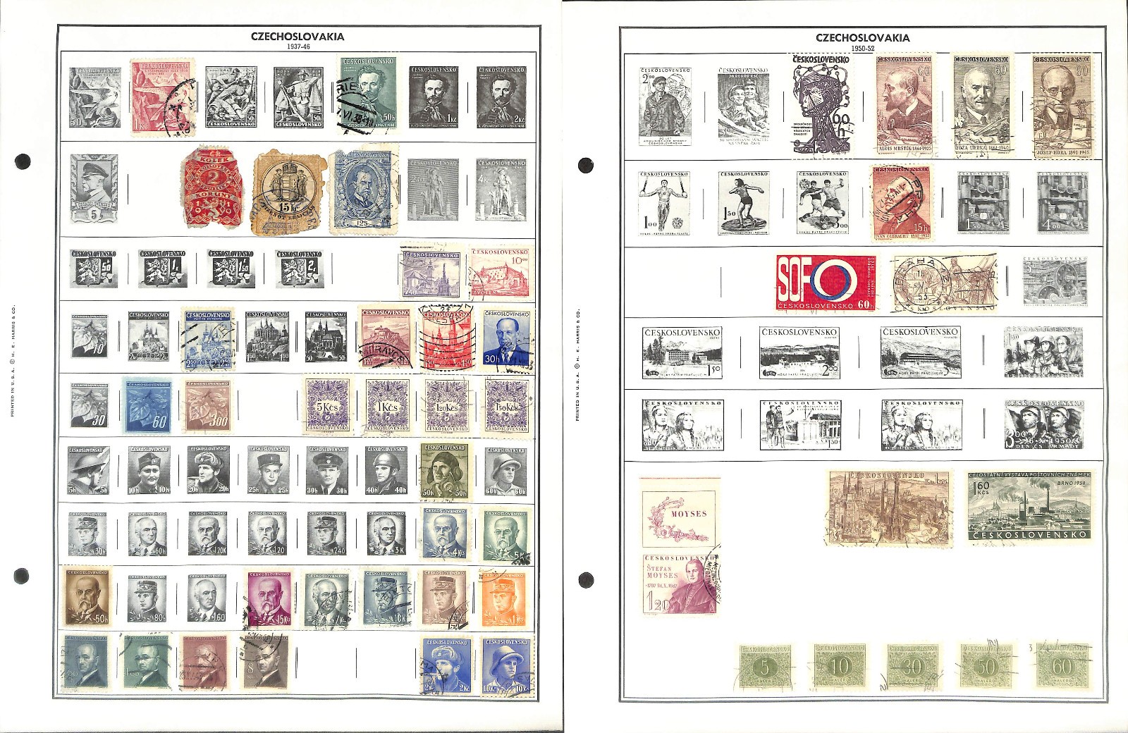 Czechoslovakia Stamp Collection on 50 Harris Pages, 1918-1983 (BK)