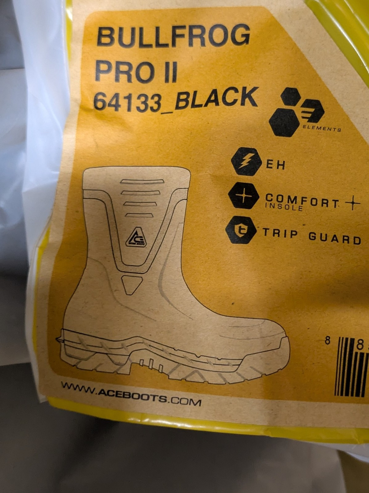 ACE 64133 Work Boots Unisex Bullfrog Pro II Slip Resistant Men 7 / Women 9