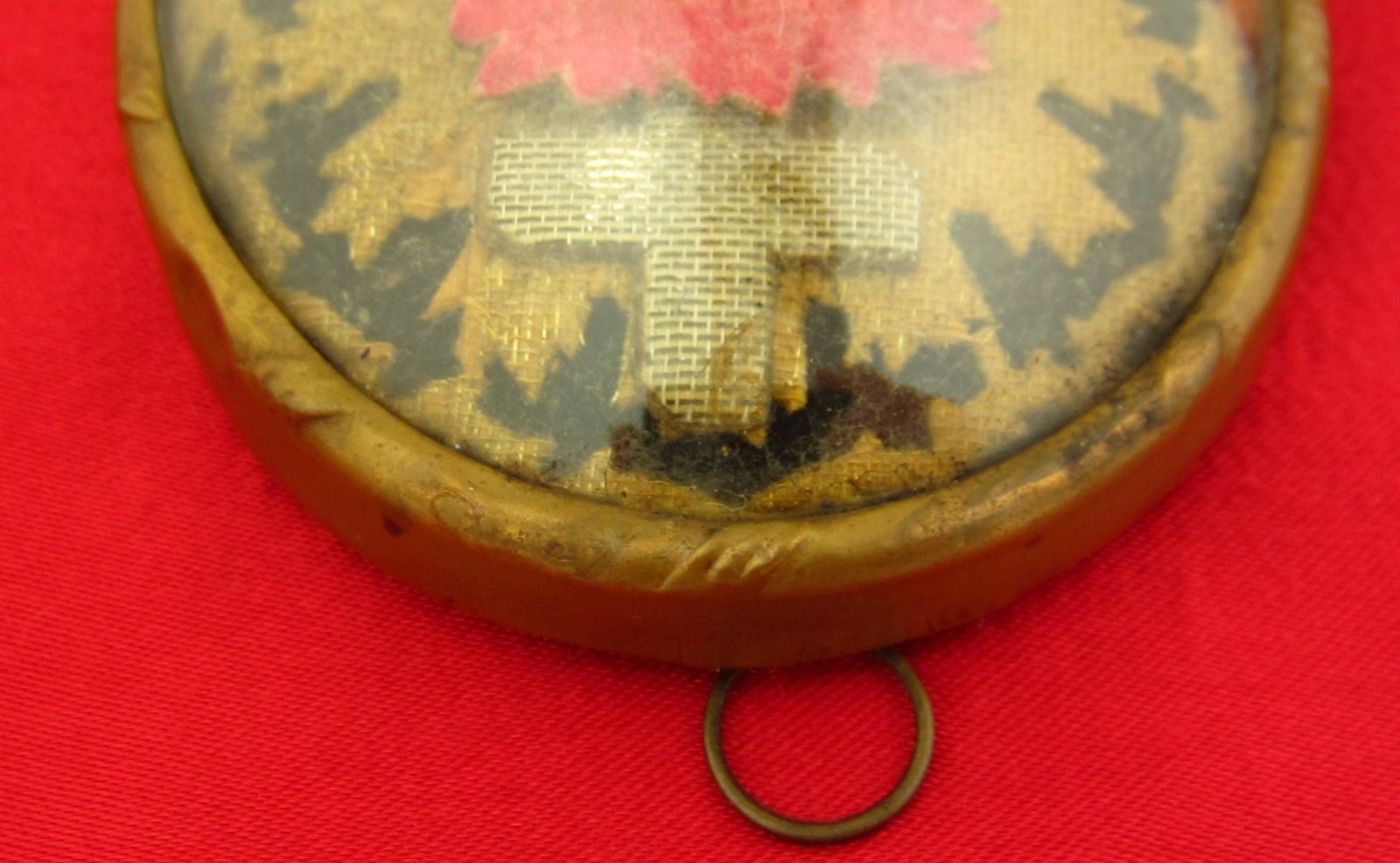 Antique SACRED HEART EX VOTO Reliquary Catholic French Domed Glass CROWN THORNS