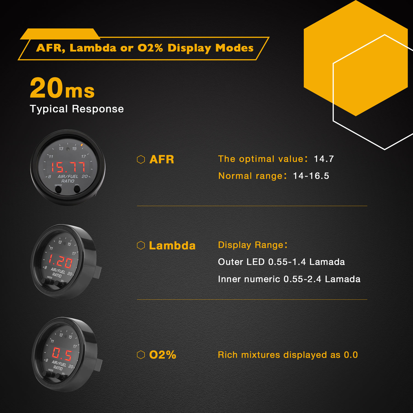 Wideband UEGO Air Fuel Ratio Gauge Kit 2-1/16" X-series 30-0300 AFR O2 Sensor