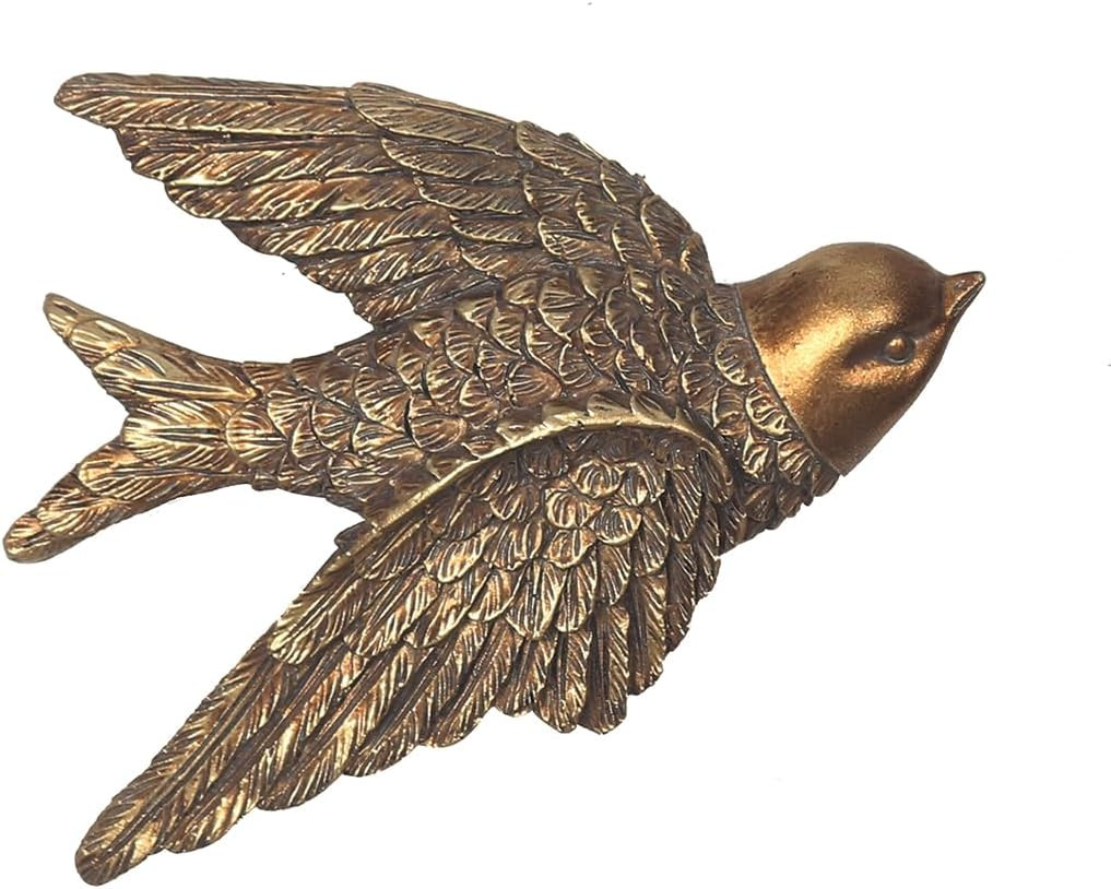 Vintage Wall Sculpture, Antique Pediment Hallway Wall Art, Hand Painted Bird wit