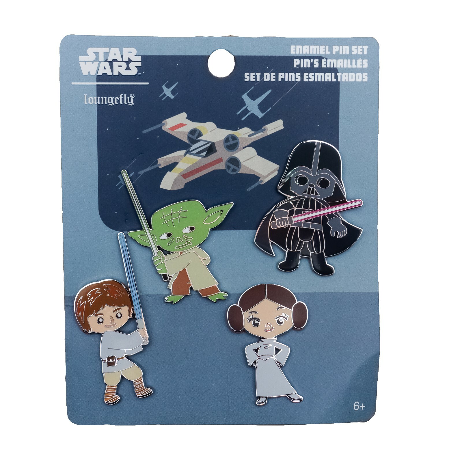 Loungefly Star Wars Enamel Pin Set 4pc Luke Skywalker Leia Yoda Darth Vader