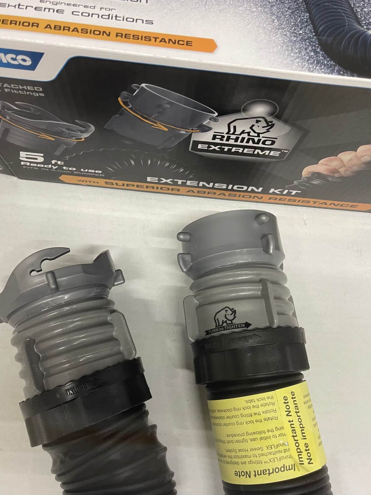 Camco RhinoEXTREME 5' Sewer Hose Extension with Pre-Attached Swivel Fittings