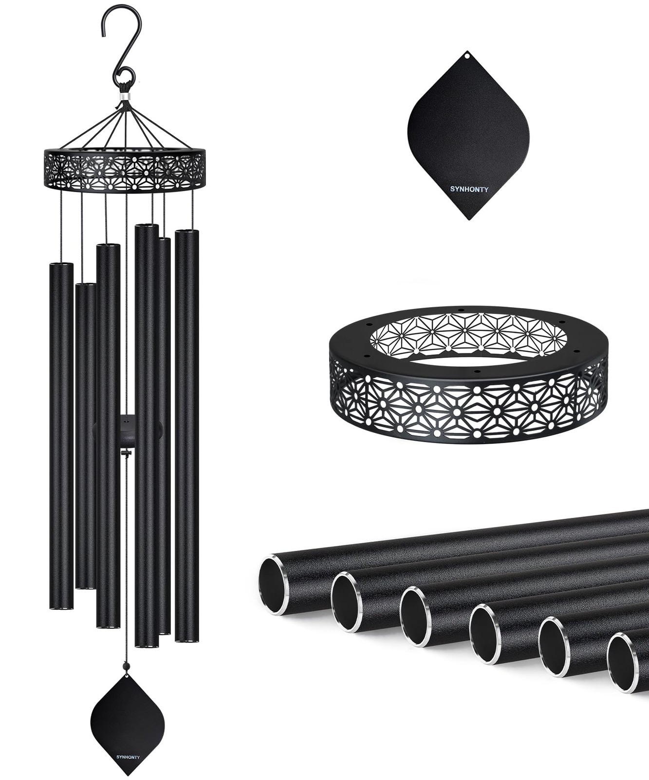 Large Wind Chimes for Outside Deep Tone,50" WindChimes Outdoors Unique Black