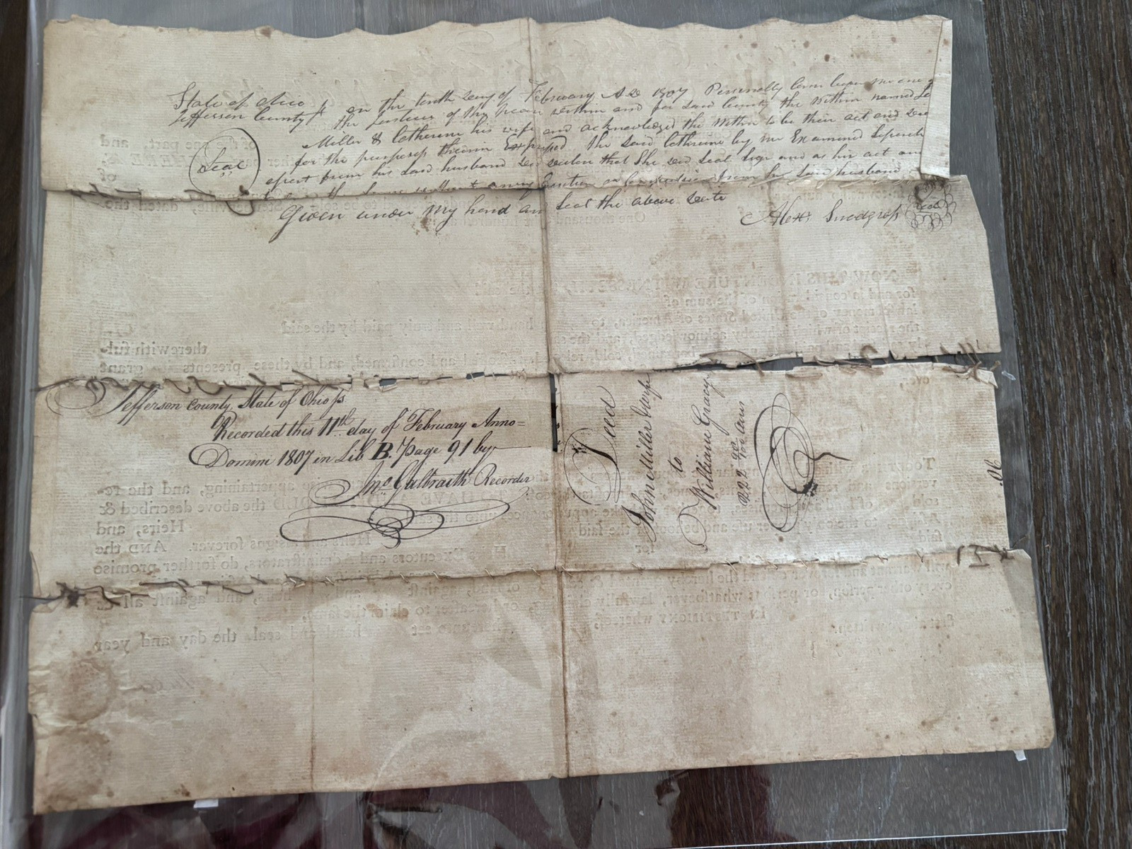 OHIO Document Indenture 1807 Jefferson County Steubenville Land Deed