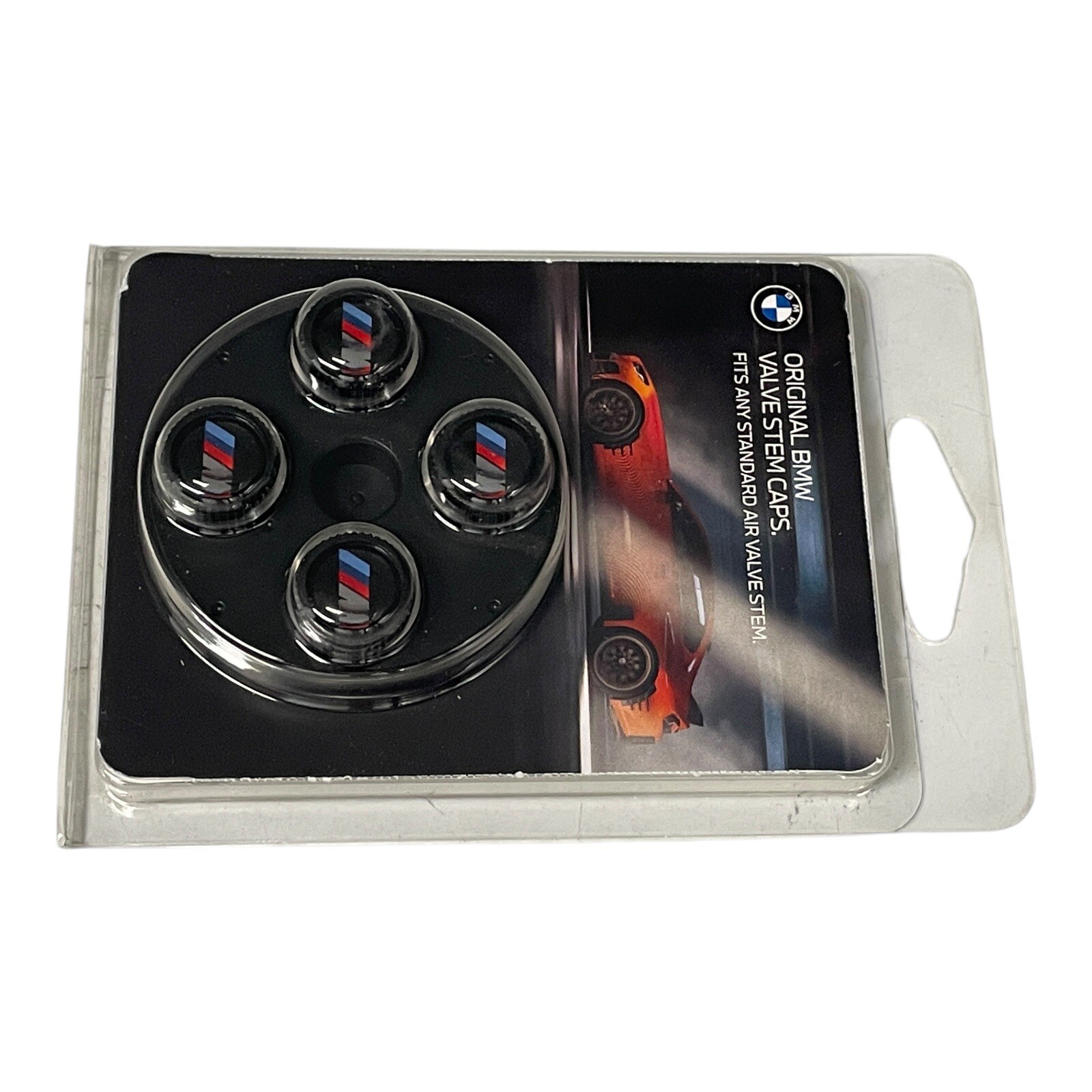 BMW M Performance Emblem Logo Black Tire Valve Stem Caps Set of 4 New